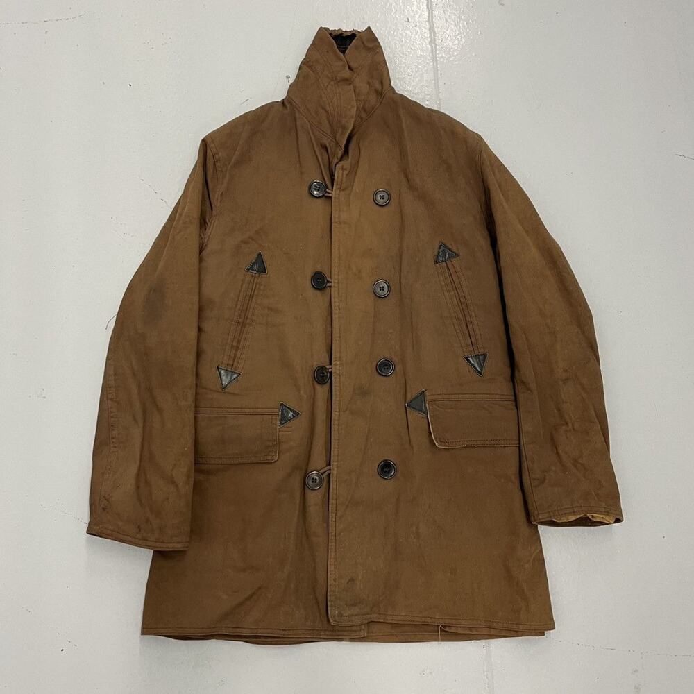 Vintage 40s Pine Cone Brown Western Shearling Barn Coat